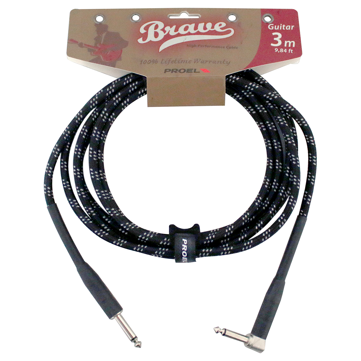 Proel Brv120lu3bw Cable Guitarra Bajo Instrumento Textil 3m