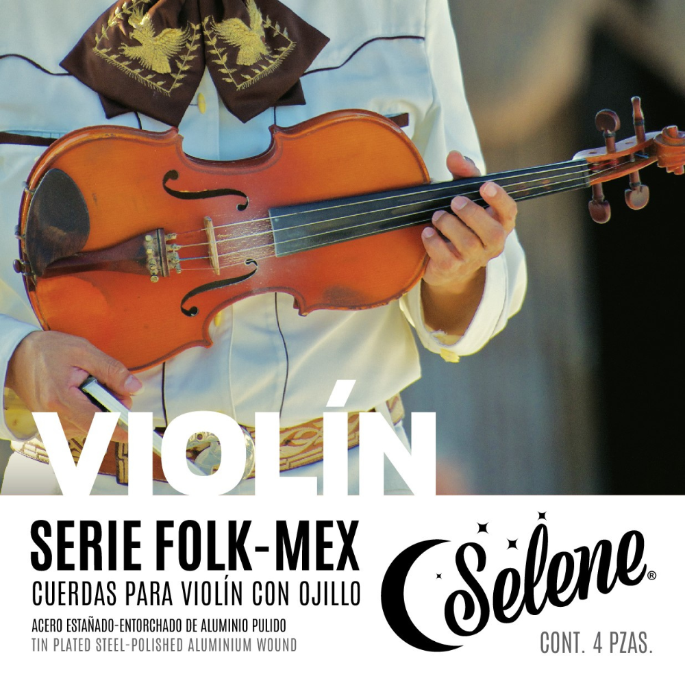 Cuerdas Para Violin, Selene Folk Mex, Nucleo Sintetico, Entorchado De Aluminio Pulido Alemana 3 Set