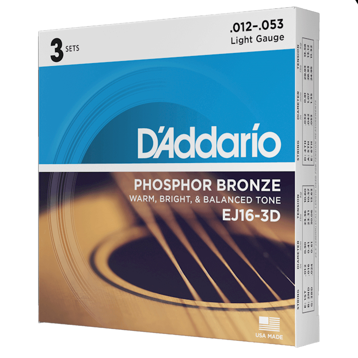 Encordadura Daddario Ej16-3d 3 Pack Guitarra Acústica Bronce