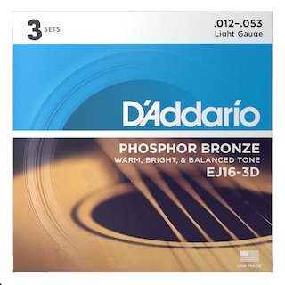 Foto 2 | Encordadura Daddario Ej16-3d 3 Pack Guitarra Acústica Bronce