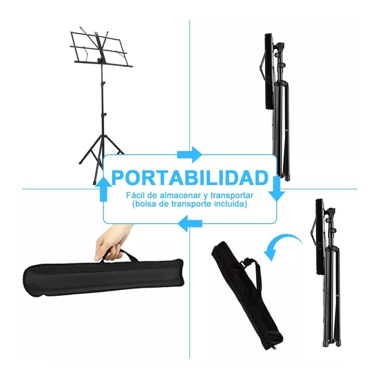 Foto 4 | Podio Atril para Partituras De Altura Ajustable con Funda Negro