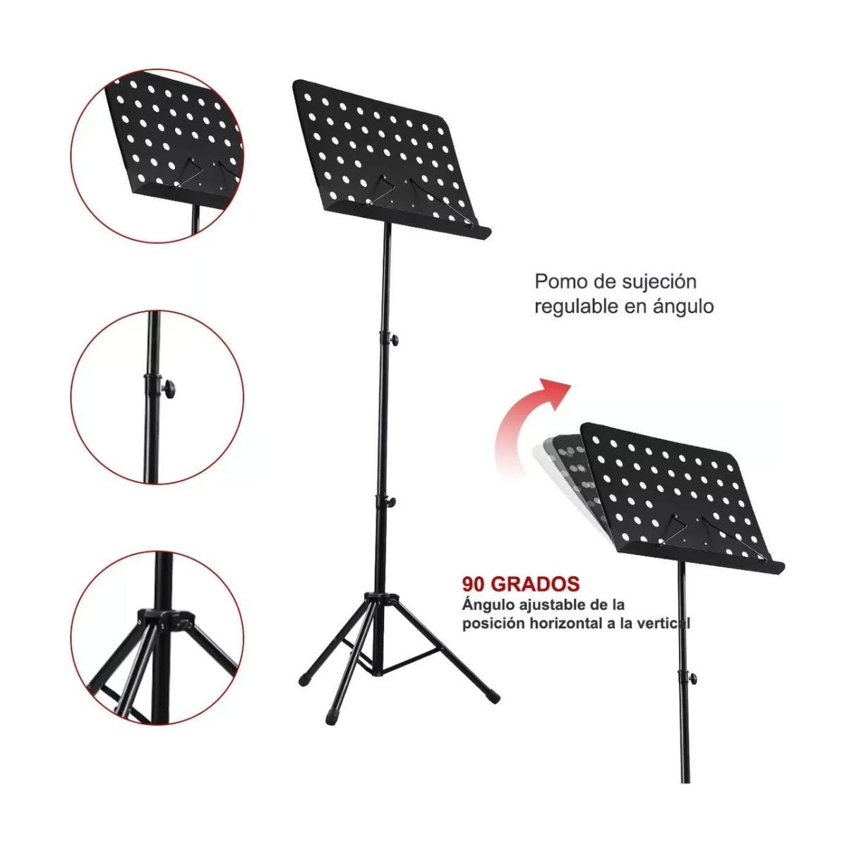 Foto 4 pulgar | Atril para Partituras Ajustable Reforzado Portátil/funda Negro