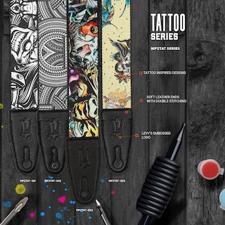 Foto 5 | Correa Para Guitarra Levy's Tattoo Series 2 Poliéster Negro/blanco - Venta Internacional.