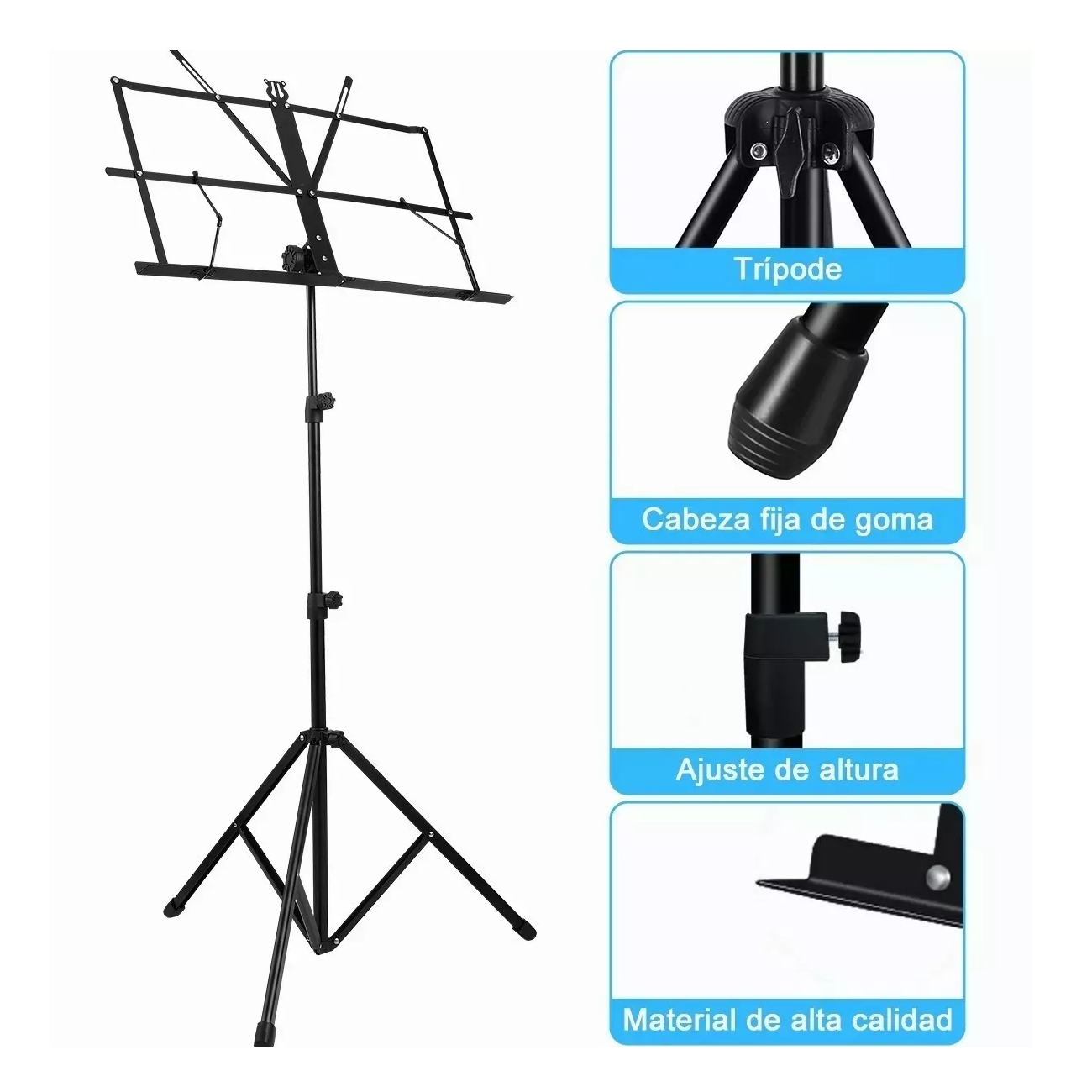 Foto 4 pulgar | Podio Atril Belug Para Partituras De Altura Ajustable Con Funda Negro