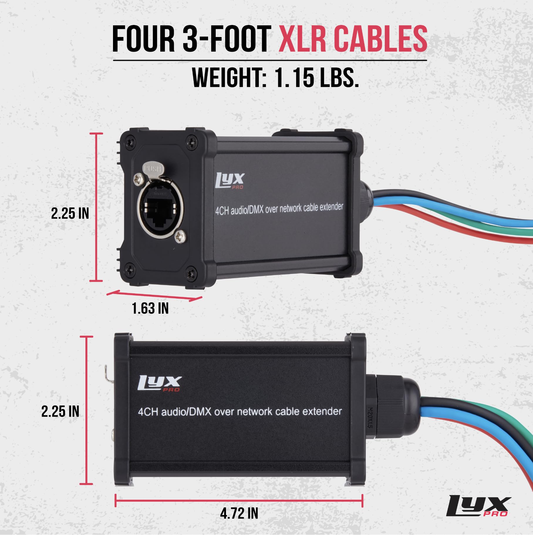 Foto 3 pulgar | Cable Breakout Lyxpro De 4 Canales Xlr/trs Hembra A Rj45 Ethercon - Venta Internacional.
