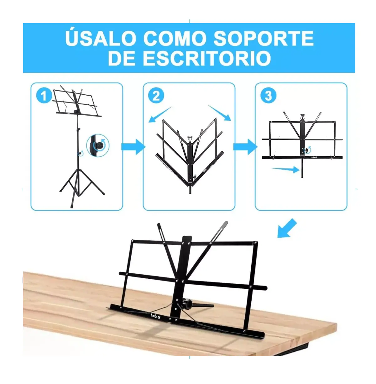 Foto 5 | Podio Atril Para Partituras Lab.g De Altura Ajustable Con Funda Negro