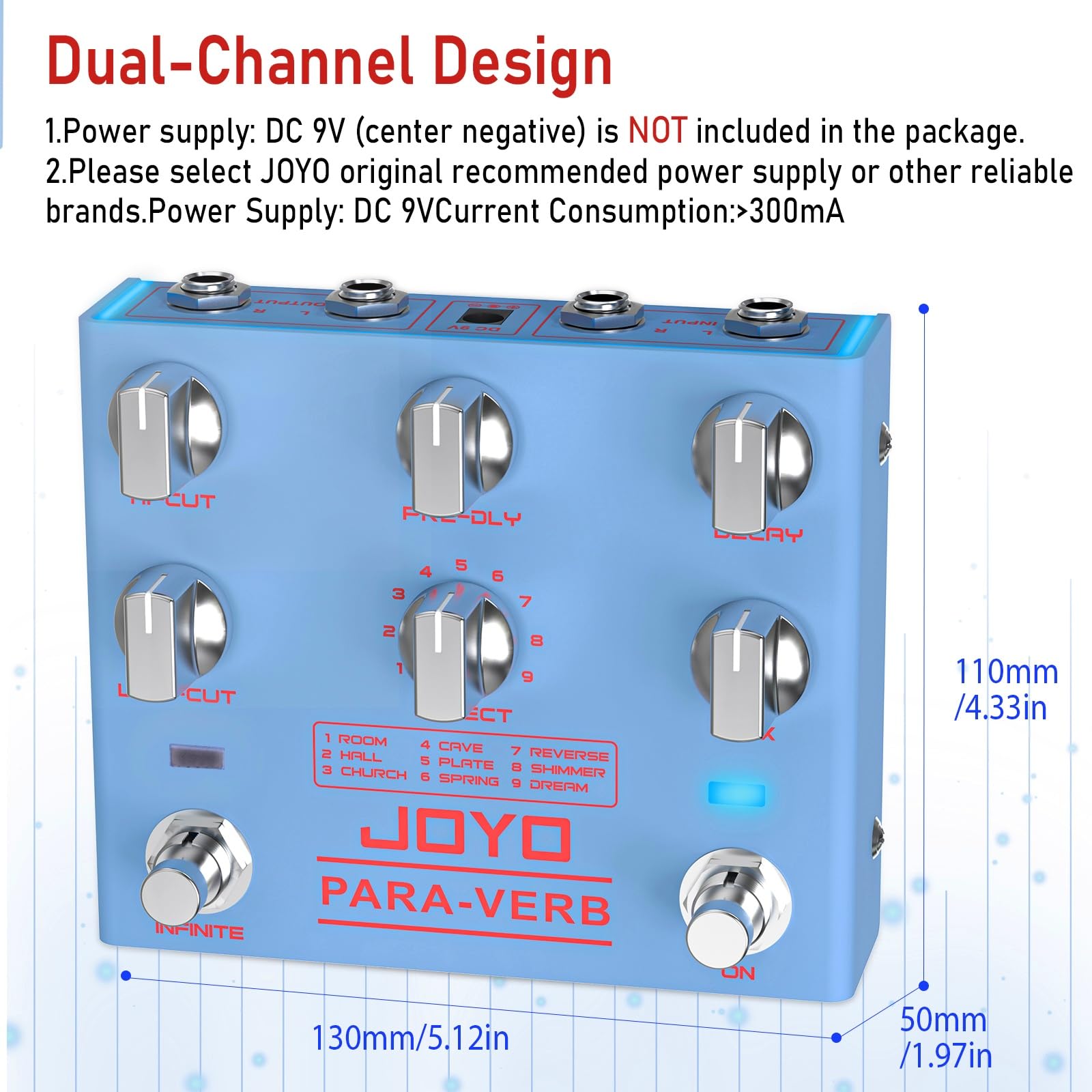 Foto 6 pulgar | Guitarra Estéreo Digital Reverb Pedal Joyo Para-verb R-31 - Venta Internacional.