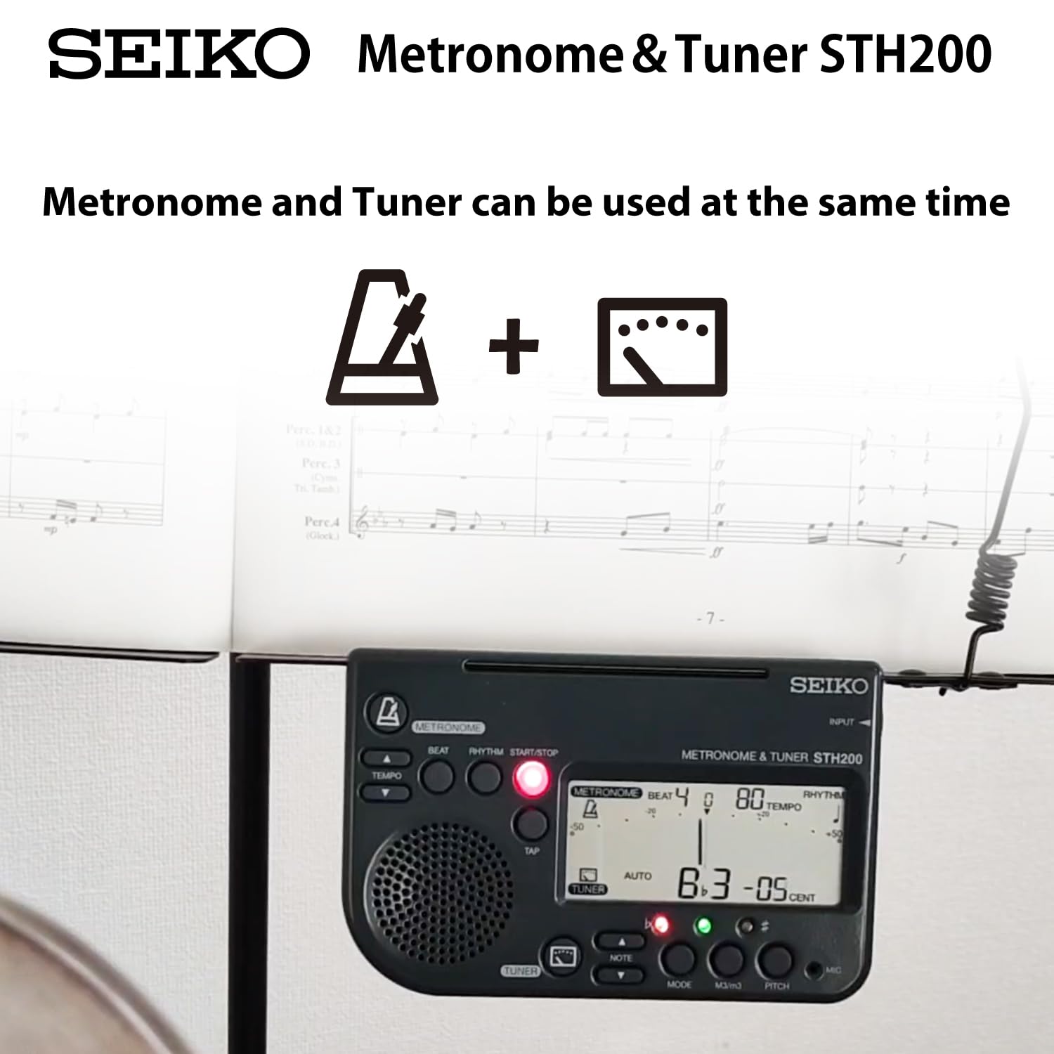 Foto 3 pulgar | Sintonizador De Metrónomo Seiko Sth200b Con Volumen Alto Para Banda De Música - Venta Internacional.