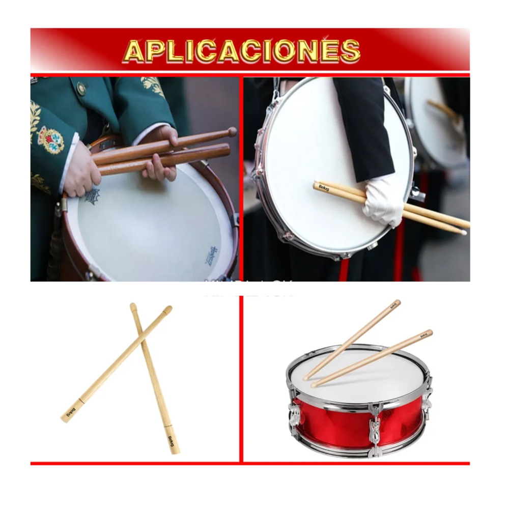 Foto 2 | Baquetas Para Tambor De Banda De Guerra Belug Encino Marrón