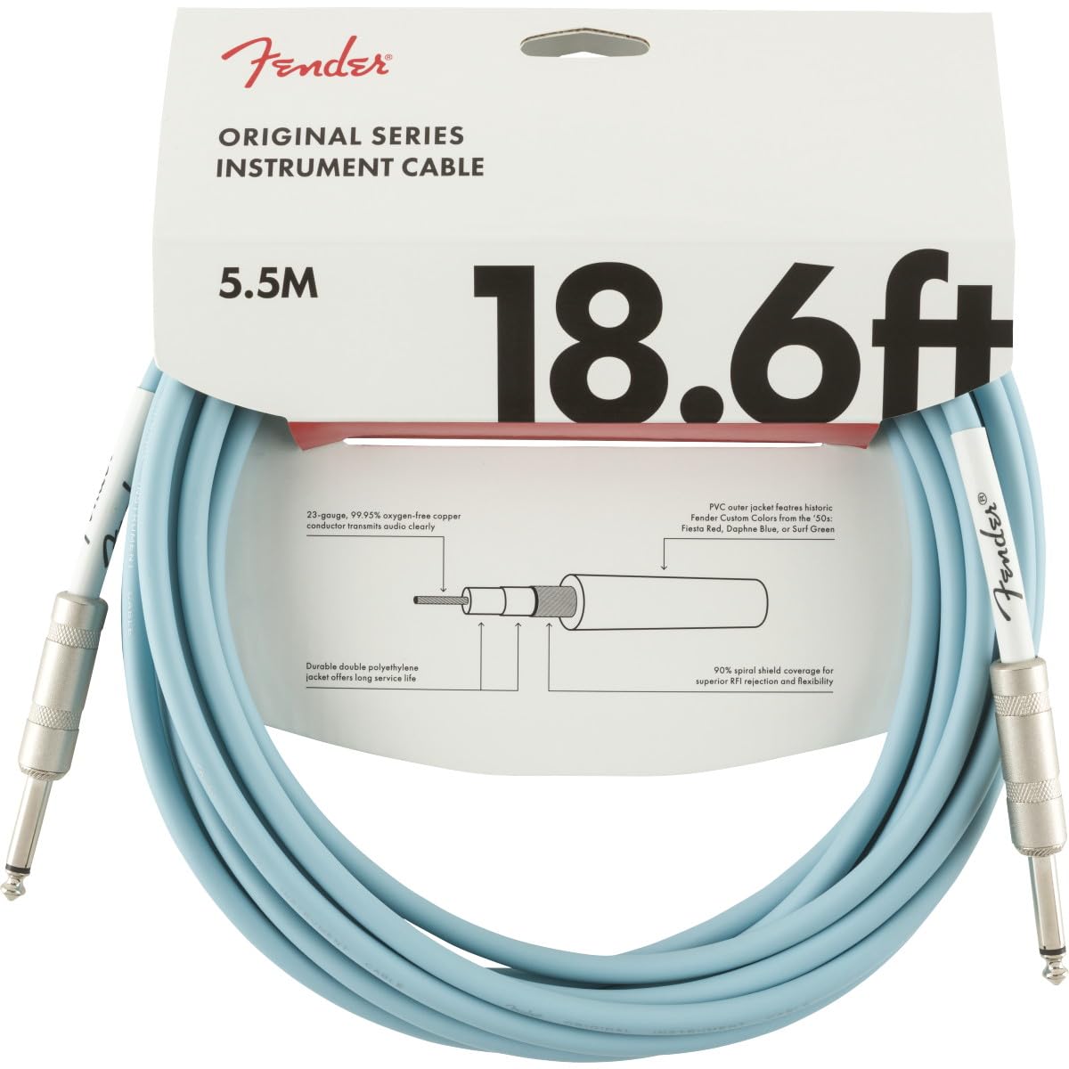Cable De Instrumentos Fender Original Series Daphne Blue De 5,7 M - Venta Internacional.