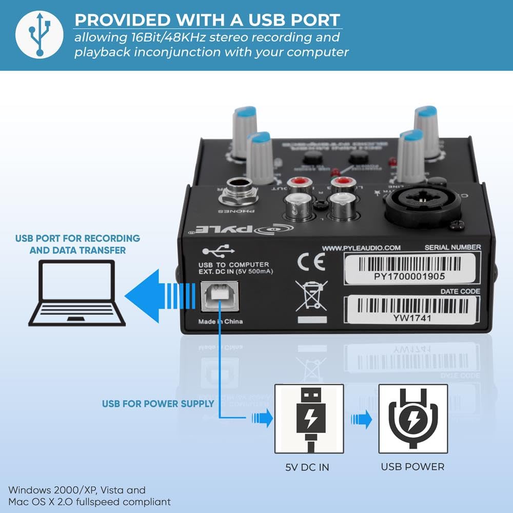 Foto 5 pulgar | Mezclador De Audio Pyle Pad10mxu De 2 Canales Con Tarjeta De Sonido Usb Para Pc - Venta Internacional.