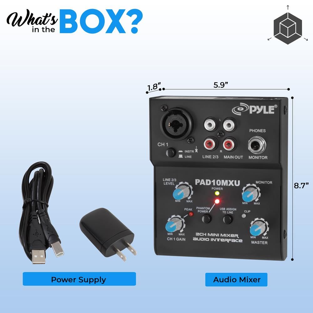 Foto 8 pulgar | Mezclador De Audio Pyle Pad10mxu De 2 Canales Con Tarjeta De Sonido Usb Para Pc - Venta Internacional.