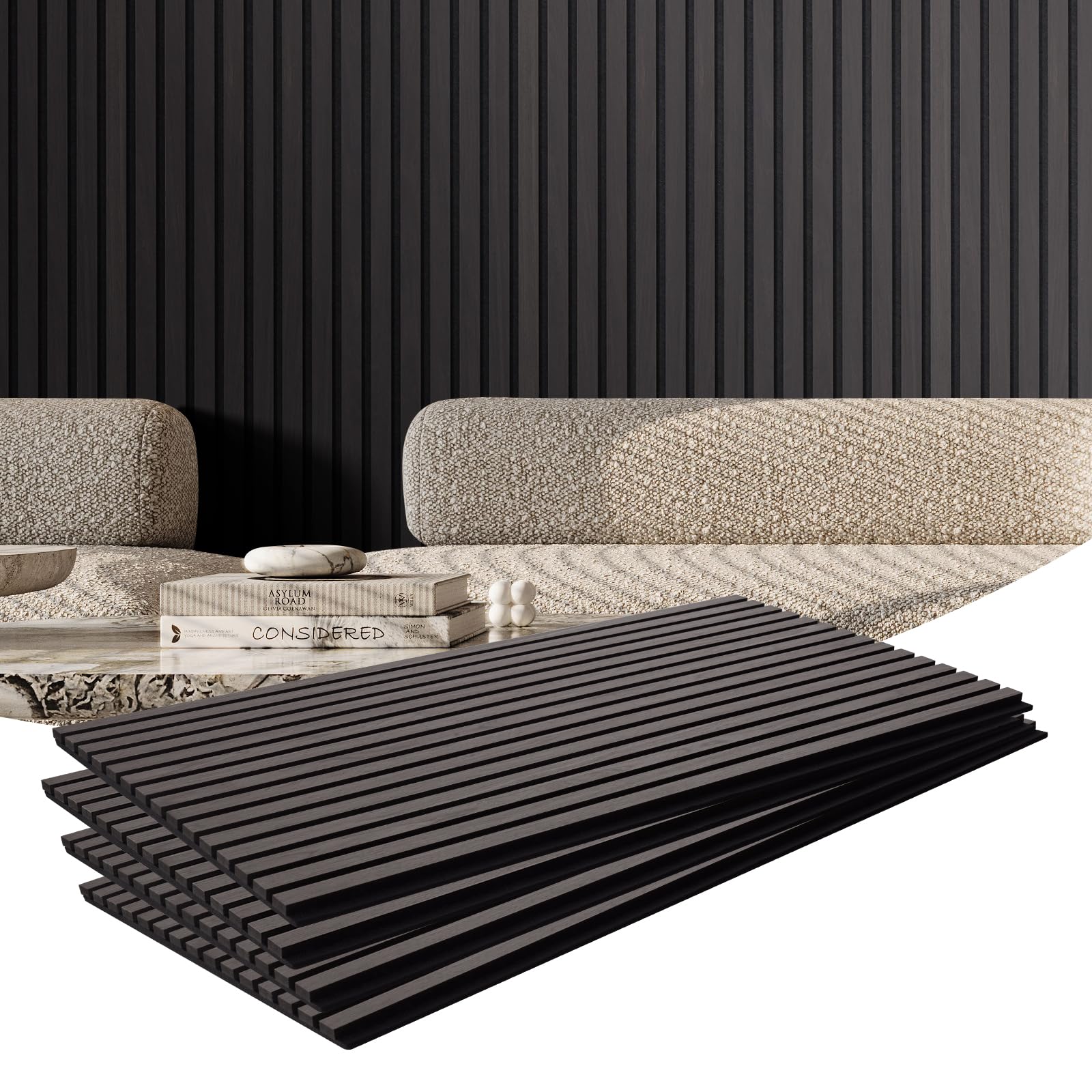 Foto 1 | Paneles Acústicos De Listones De Madera Vevor Black Oak 60x120 Cm Para Pared - Venta Internacional.