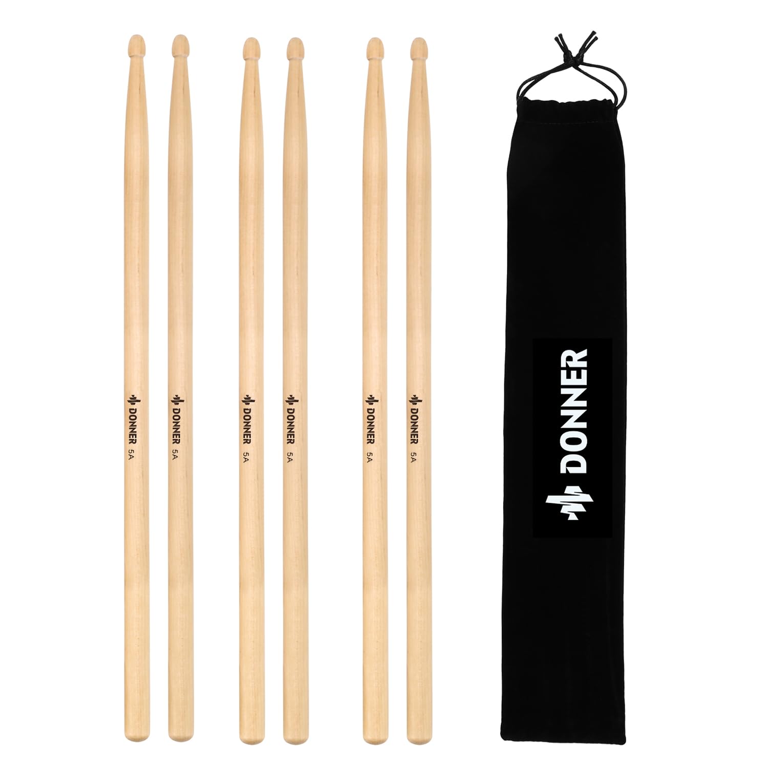 Foto 3 pulgar | Baquetas Donner 5a Classic De Madera De Arce Con Bolsa De Transporte, 3 Pares - Venta Internacional.