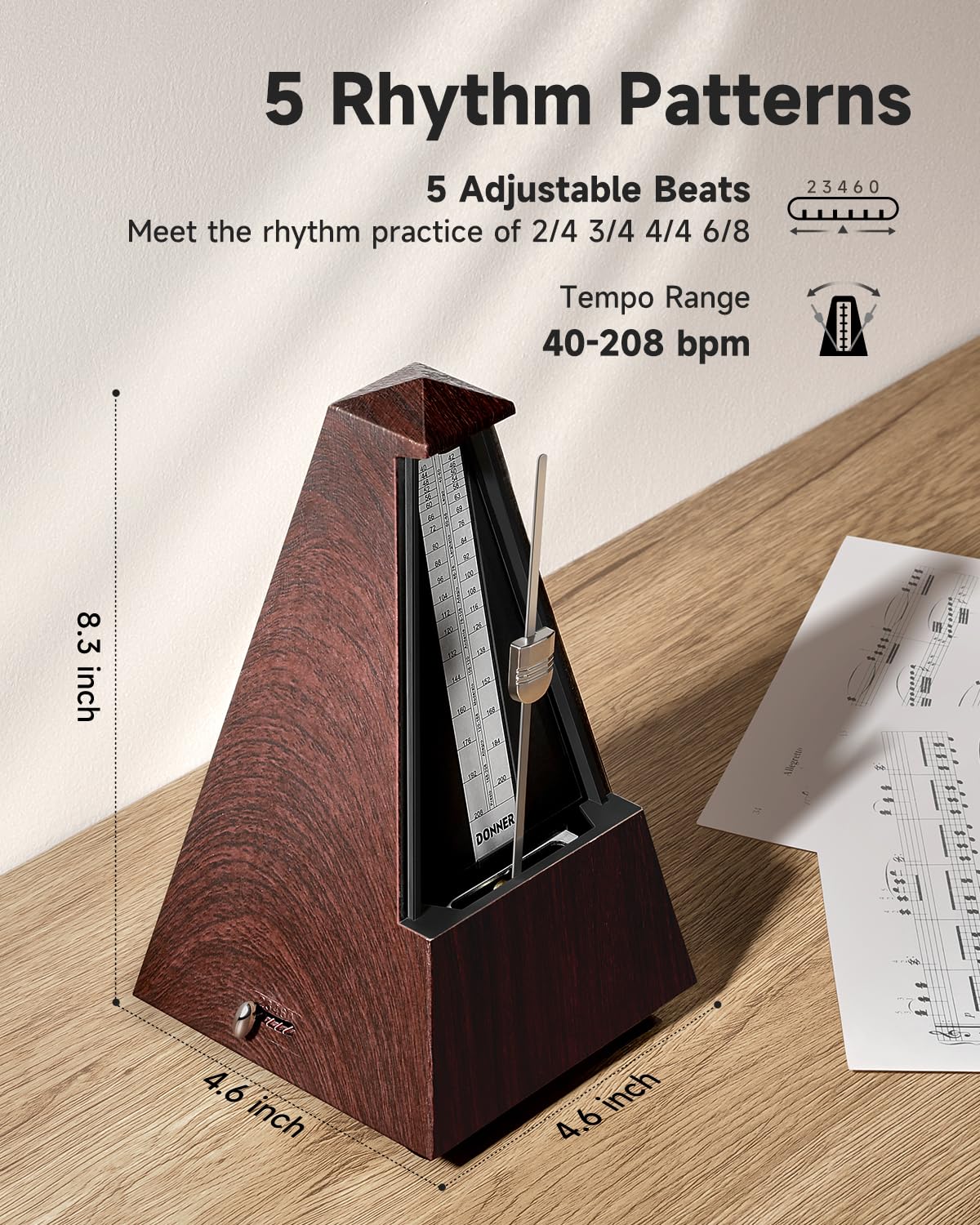Foto 2 | Metrónomo Mecánico Donner Dpm-1 Para Piano, Guitarra Y Violín - Venta Internacional.