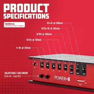 Foto 3 | Pedal De Efectos Para Guitarra Power Gator Cases Gtr-pwr-8 1600ma - Venta Internacional.
