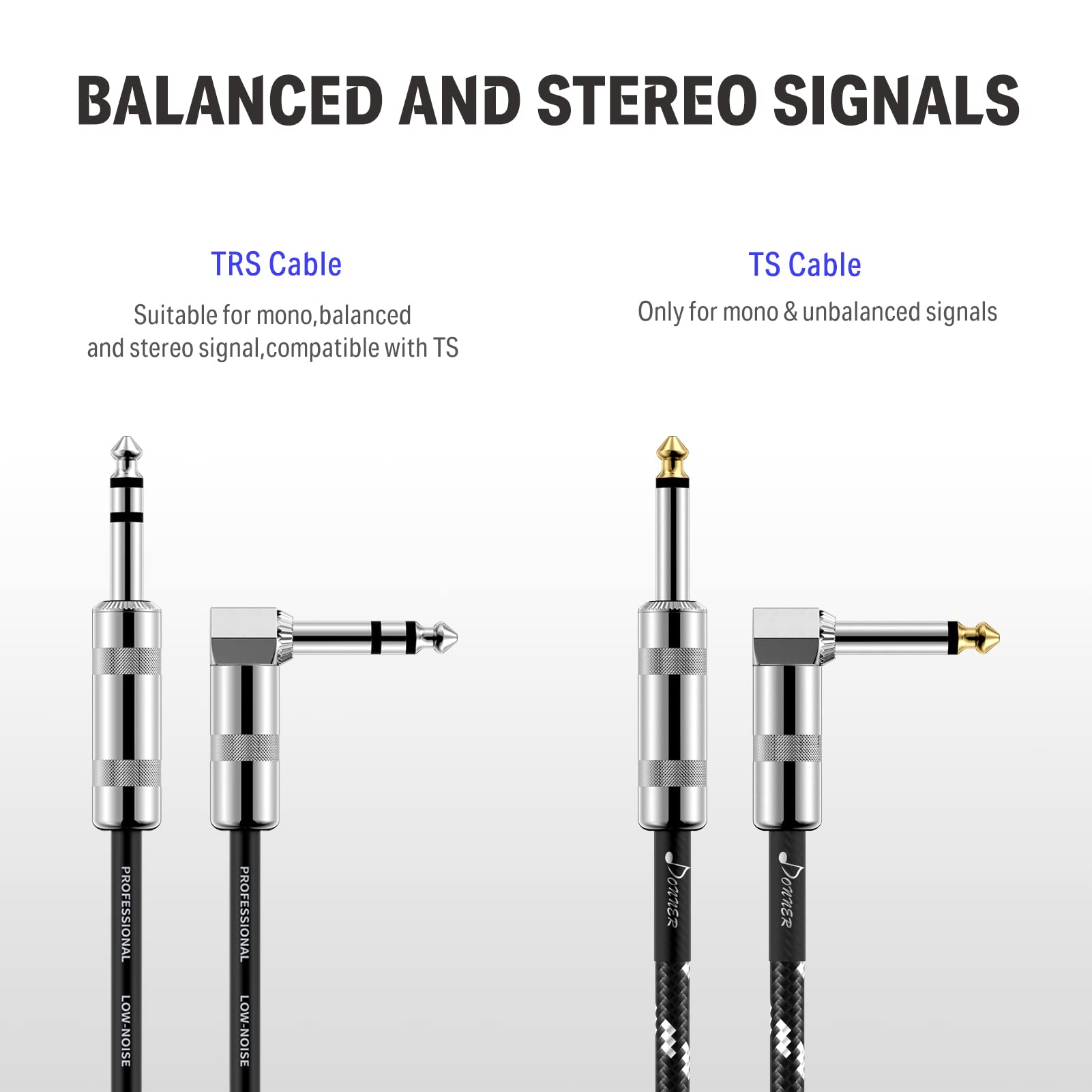 Foto 4 | Parche De Audio Estéreo Balanceado Trs Cable Donner De 4,5 M, 1/4 Pulgadas - Venta Internacional.