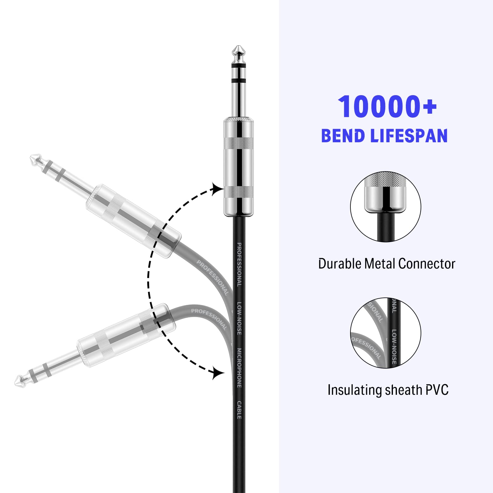 Foto 7 pulgar | Parche De Audio Estéreo Balanceado Trs Cable Donner De 4,5 M, 1/4 Pulgadas - Venta Internacional.