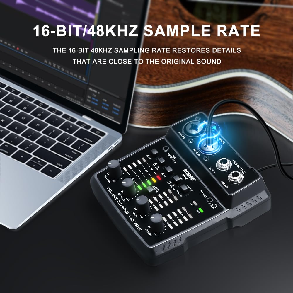 Foto 3 pulgar | Interfaz De Audio Usb Bomge M12 Mezclador De 2 Canales Con Alimentación De 48 V - Venta Internacional.