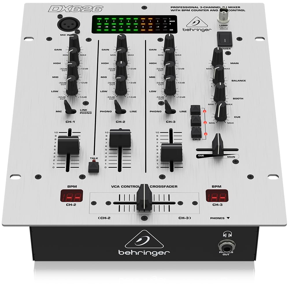 Mezclador Dj Behringer Pro Mixer Dx626 De 3 Canales Con Contador De Bpm - Venta Internacional.