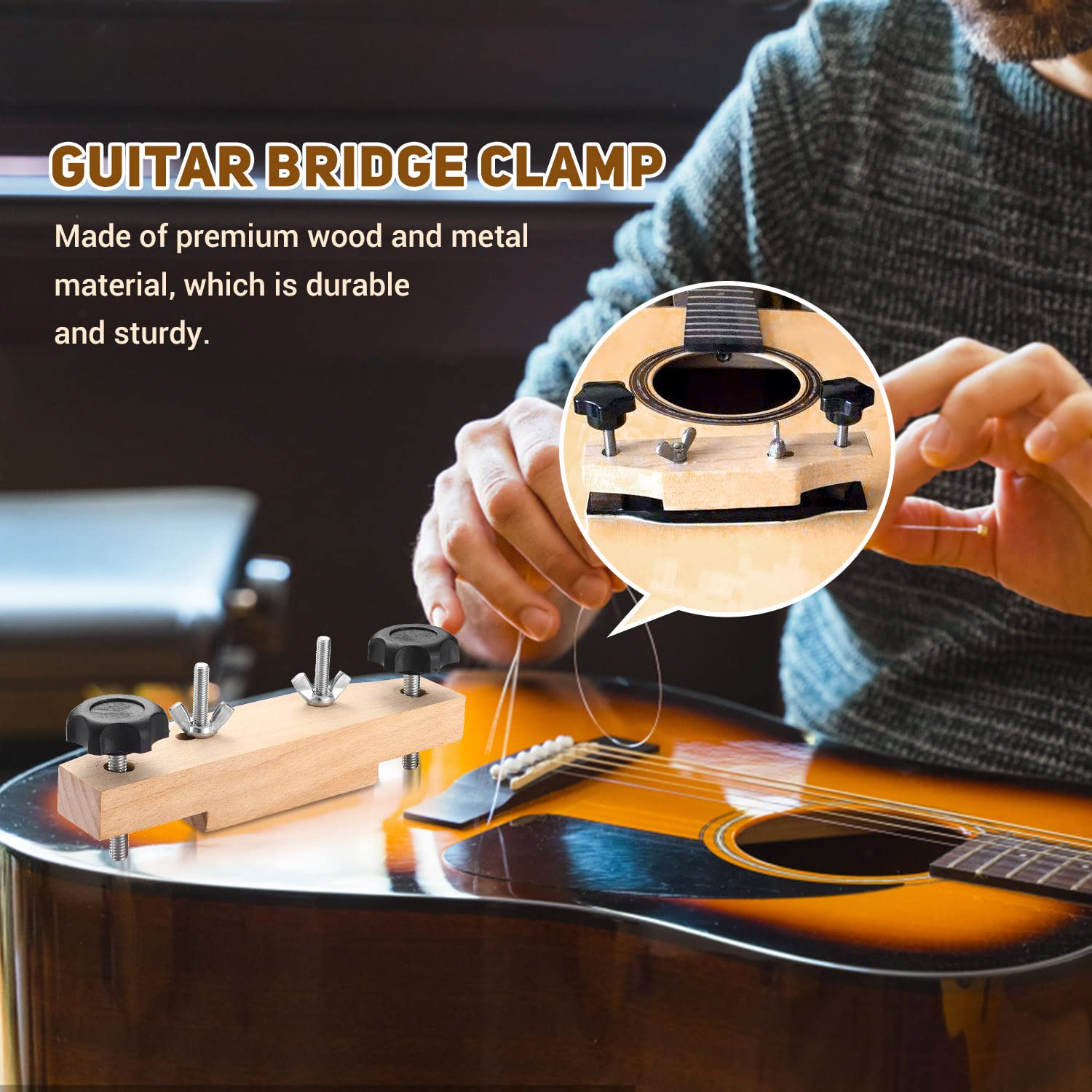 Foto 6 | Bridge Clamp Facmogu De Arce Macizo Para Guitarra Clásica/acústica - Venta Internacional.