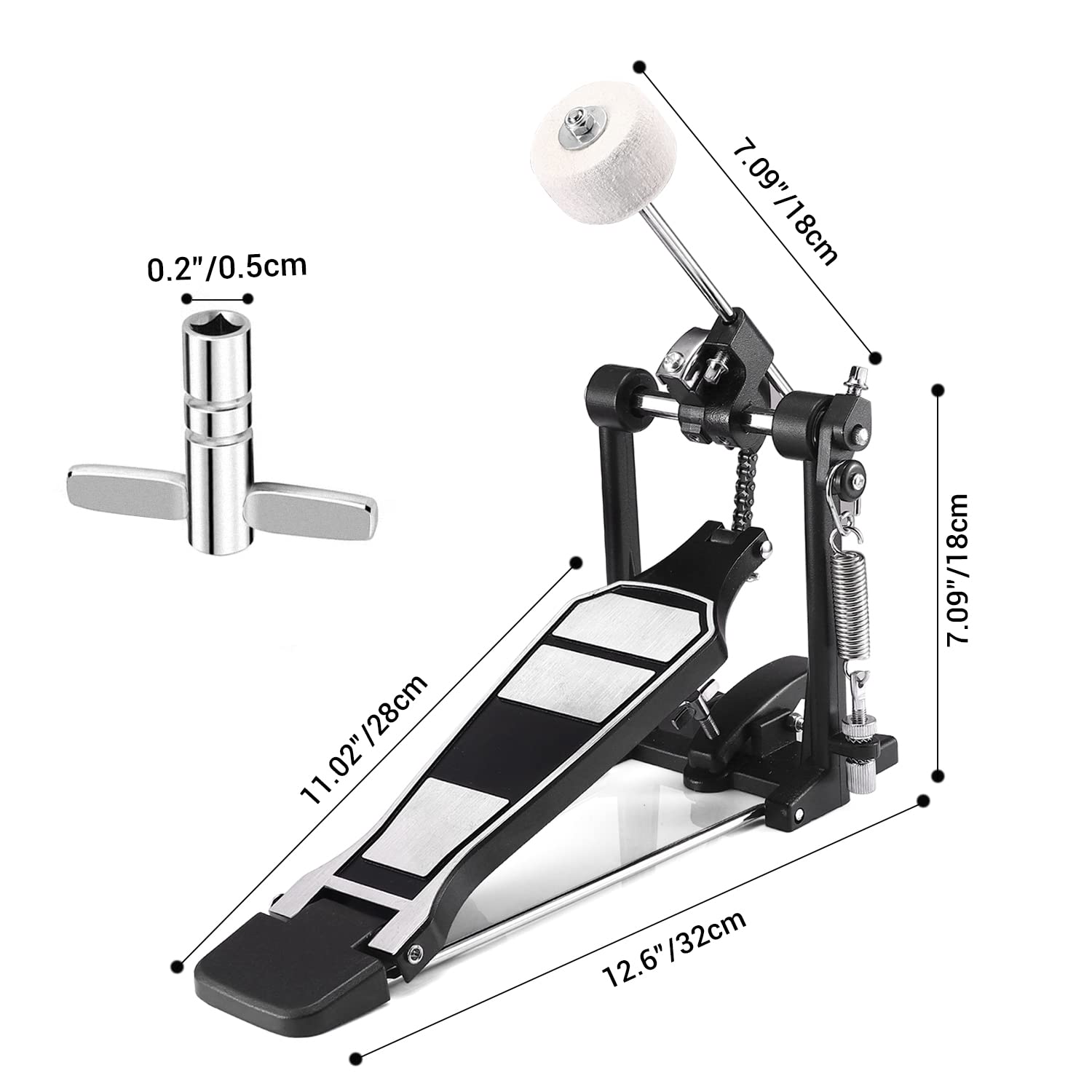 Foto 7 | Pedal De Bombo Facmogu Single Kick Con Batidor De Fieltro Y Tecla - Venta Internacional.