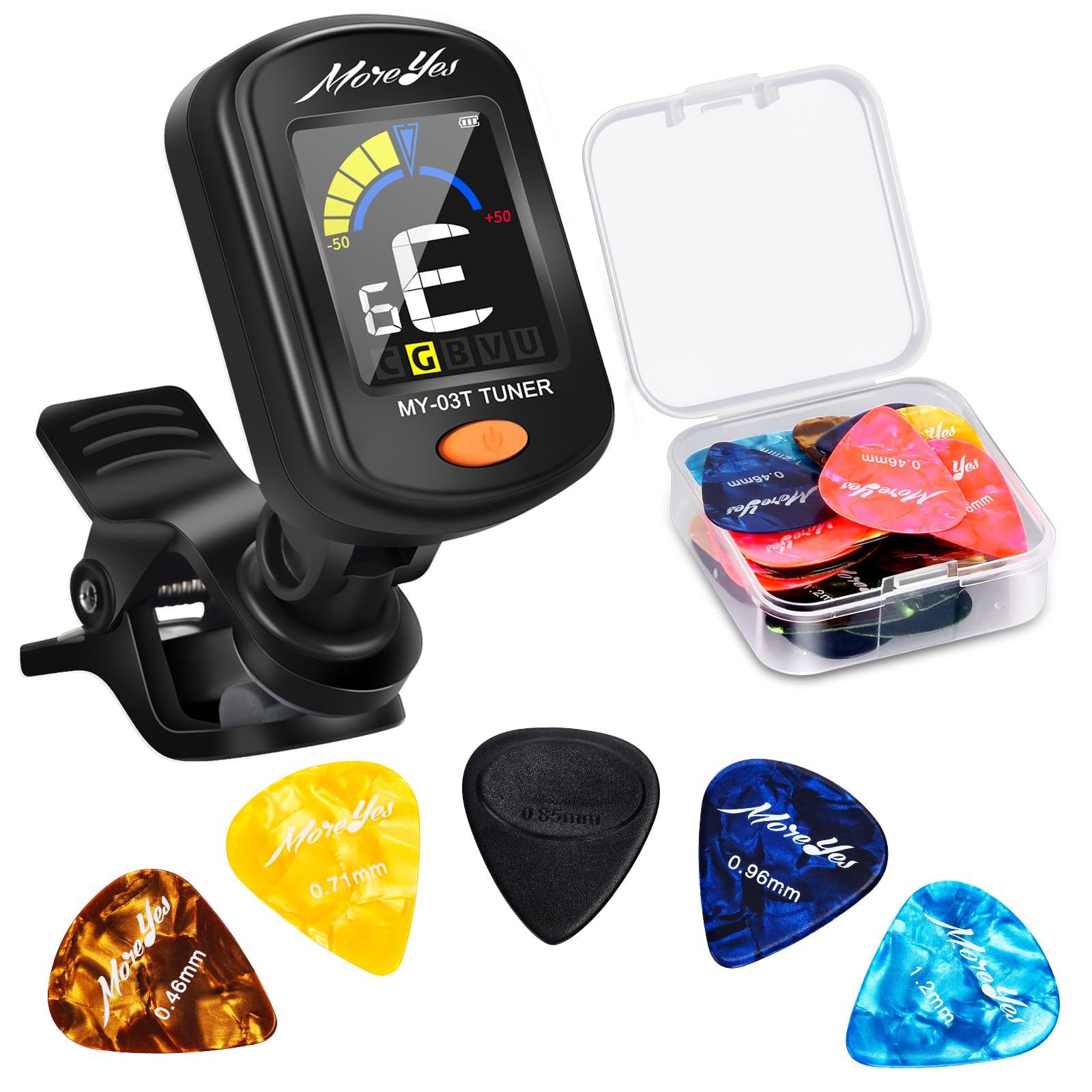 Afinador De Guitarra Moreyes Recargable Con Clip, 28 Púas - Venta Internacional.