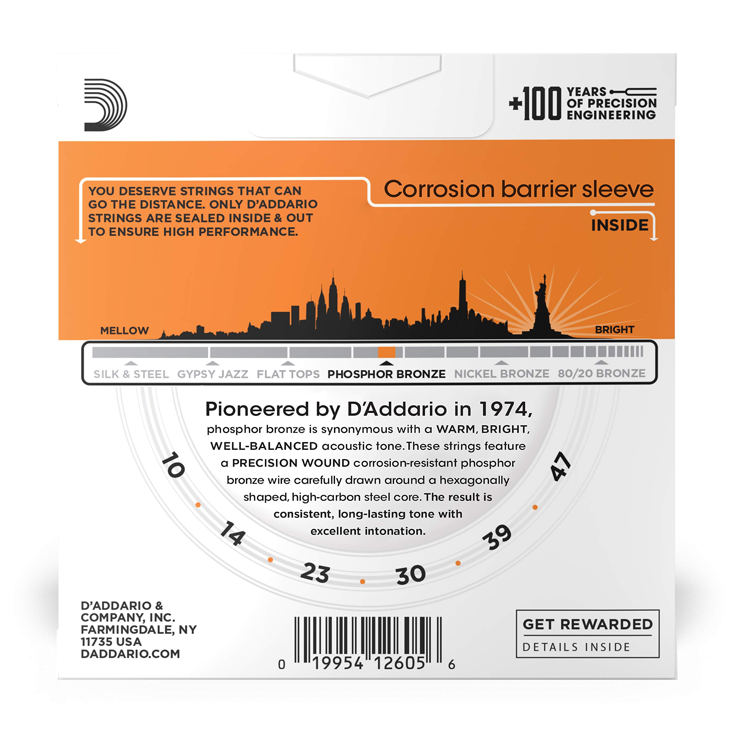 Foto 2 | Juego De 3 Cuerdas Para Guitarra D'addario Phosphor Bronze Ej15-3d 10-47 - Venta Internacional.