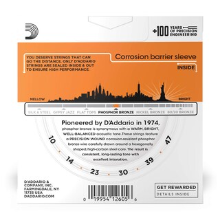Foto 2 | Juego De 3 Cuerdas Para Guitarra D'addario Phosphor Bronze Ej15-3d 10-47 - Venta Internacional.