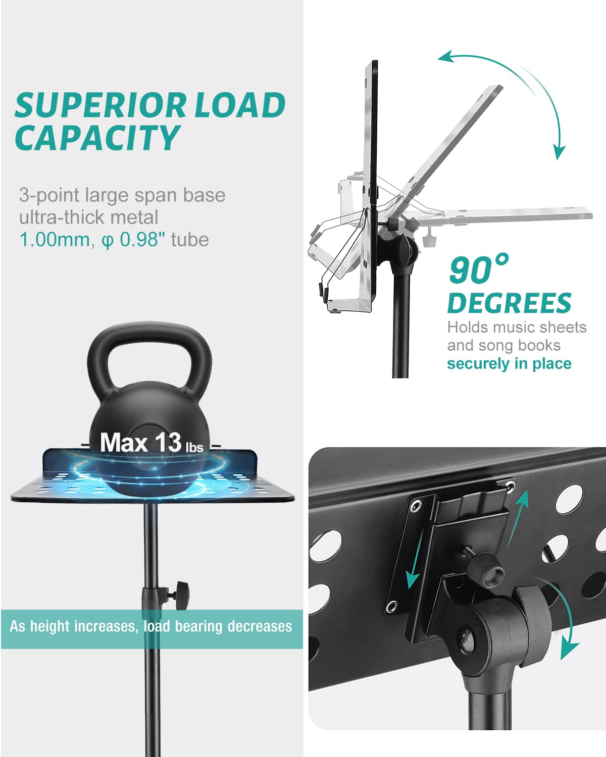 Foto 3 | Soporte Para Partituras Vekkia Professional Portátil Con Bolsa De 70 Cm - Venta Internacional.
