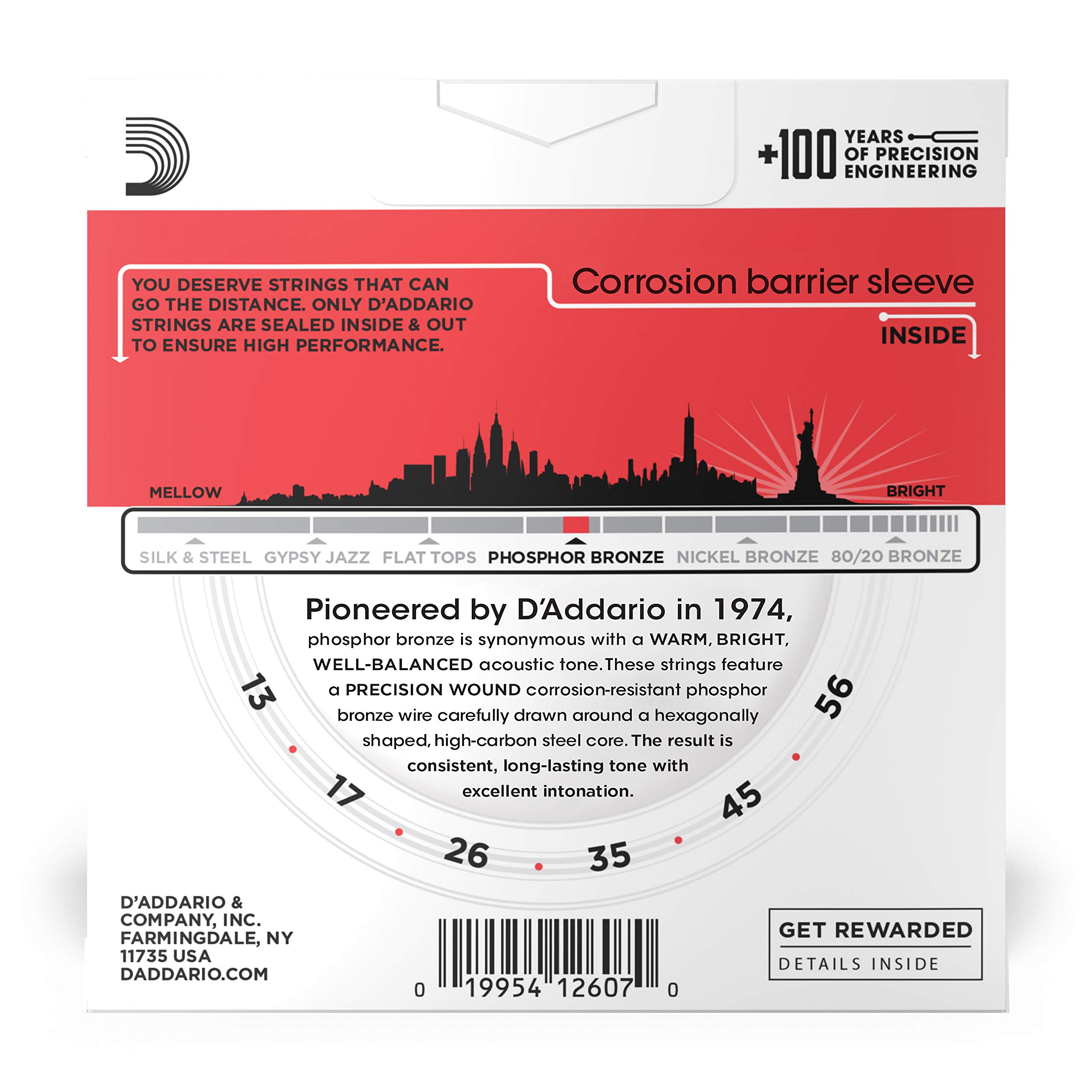 Foto 2 | Cuerdas Para Guitarra D'addario Phosphor Bronze Ej17-3d 13-56 Med 3pk - Venta Internacional.