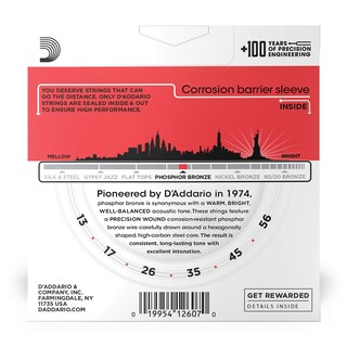 Foto 2 | Cuerdas Para Guitarra D'addario Phosphor Bronze Ej17-3d 13-56 Med 3pk - Venta Internacional.