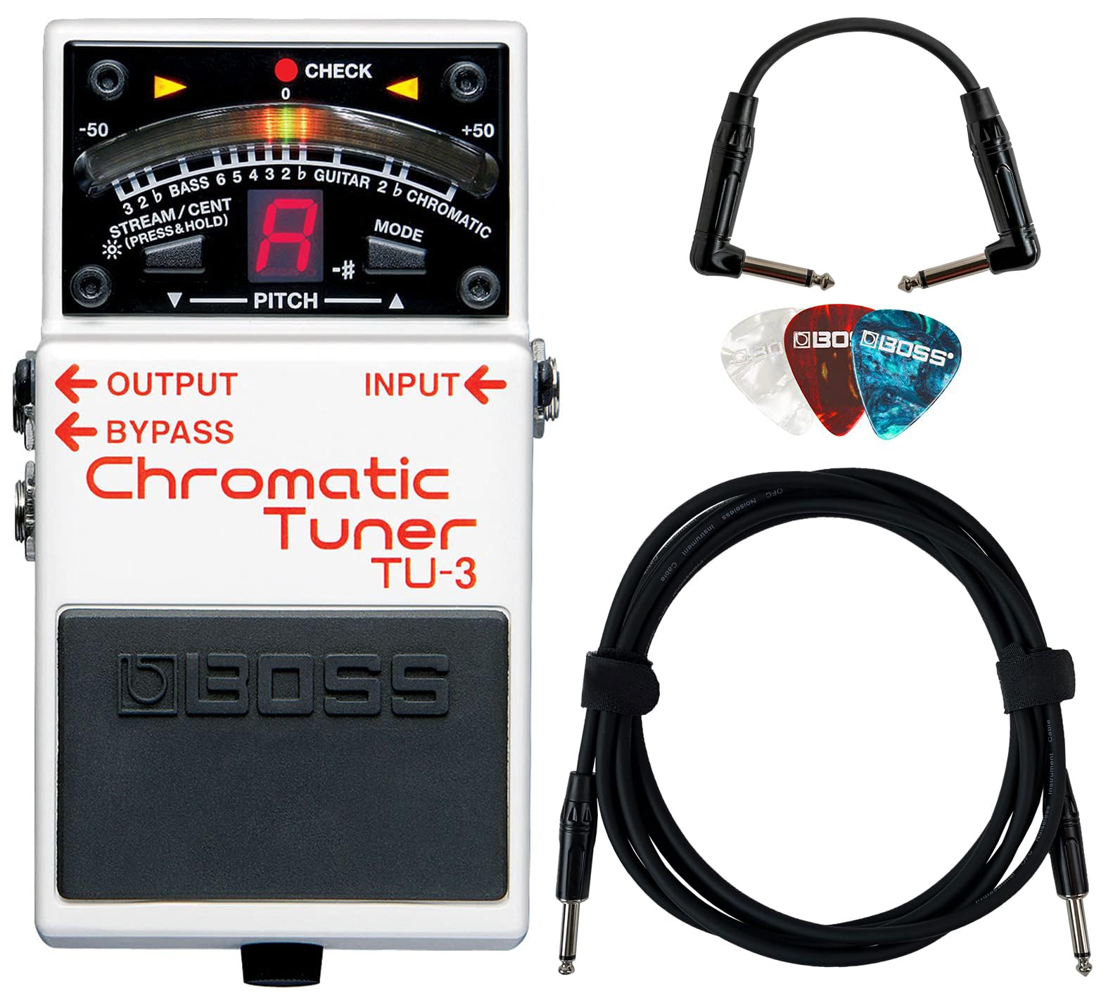 Pedal Afinador Cromático Boss Tu-3 Con Cable, Cable De Conexión Y Púas - Venta Internacional.