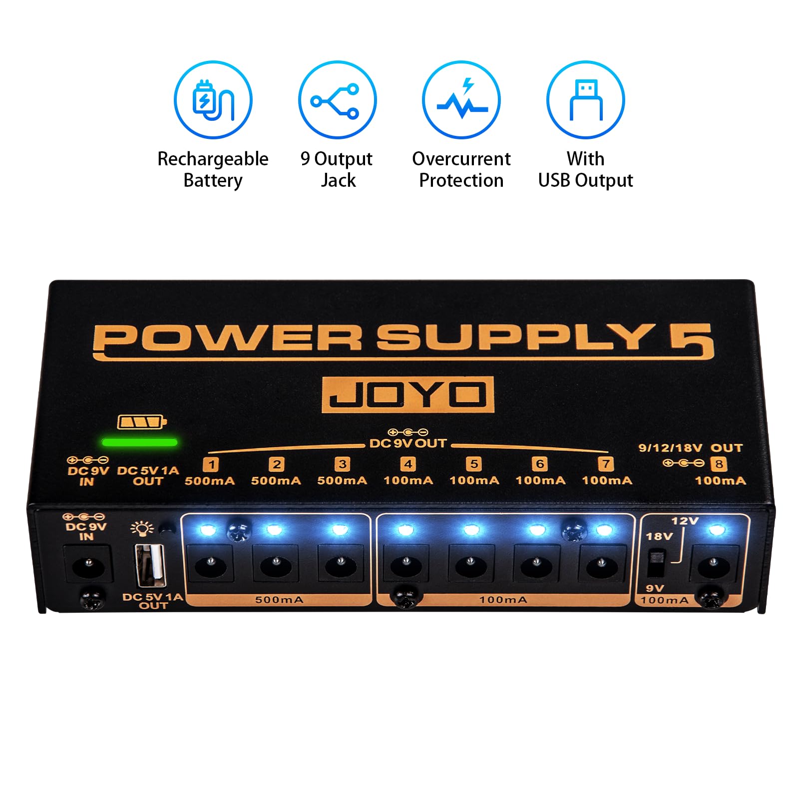 Foto 3 pulgar | Fuente De Alimentación Para Pedal De Efectos De Guitarra Joyo Jp-05 4400 Mah, 8 Salidas - Venta Internacional.