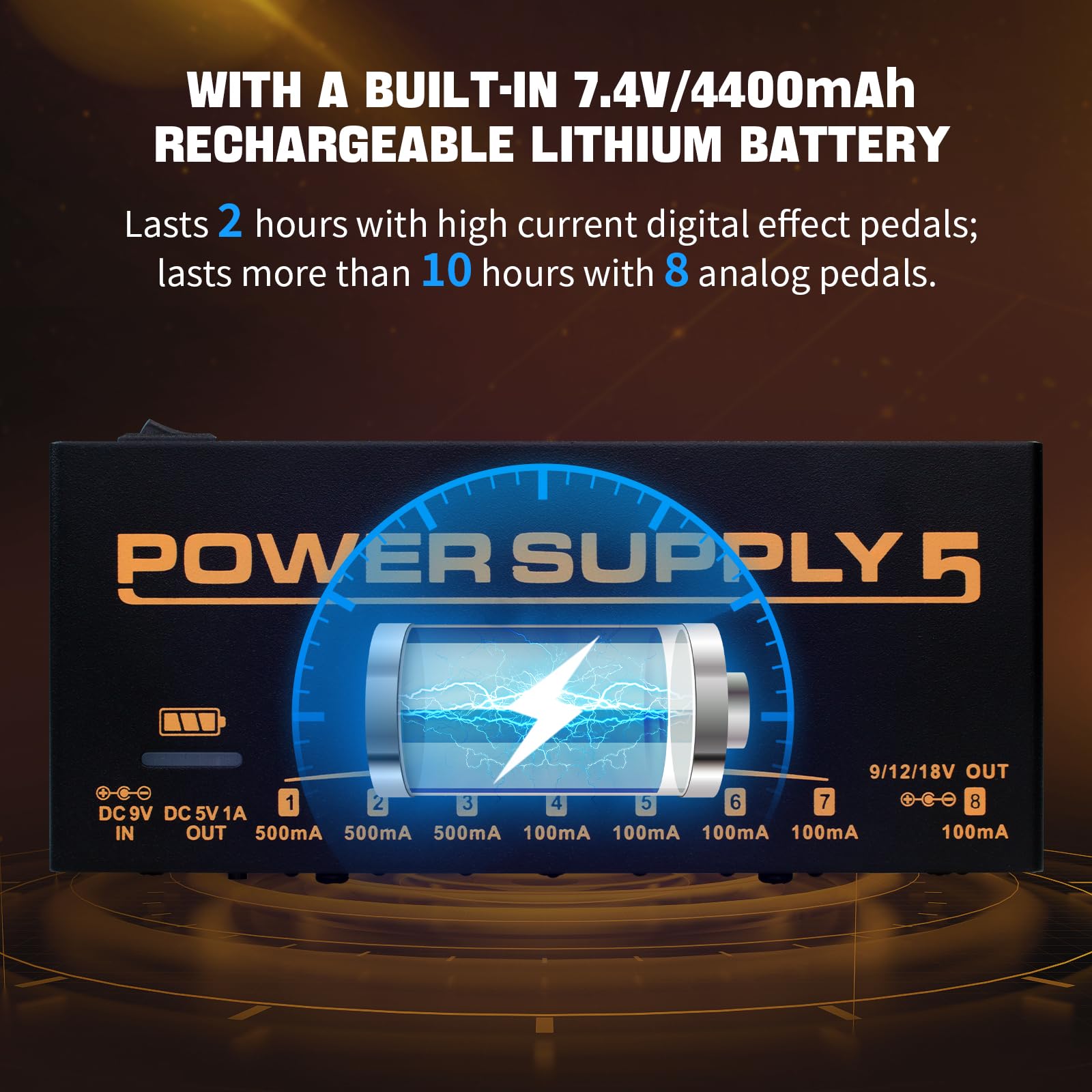 Foto 4 pulgar | Fuente De Alimentación Para Pedal De Efectos De Guitarra Joyo Jp-05 4400 Mah, 8 Salidas - Venta Internacional.