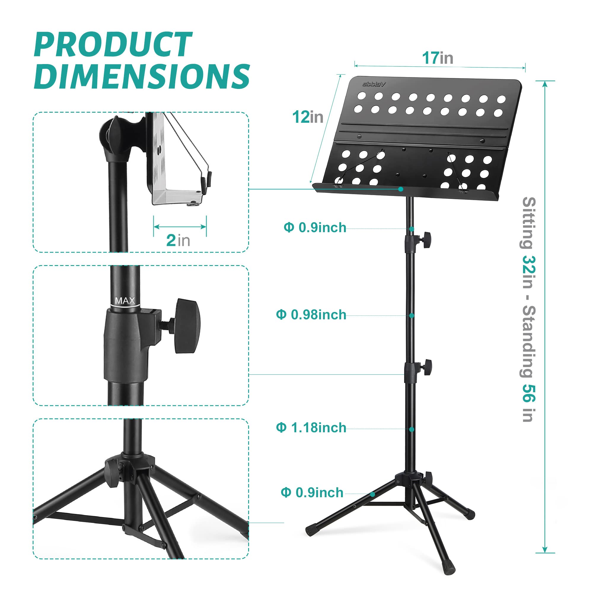 Foto 3 pulgar | Soporte Portátil Para Partituras Vekkia Professional Con Bolsa - Venta Internacional.