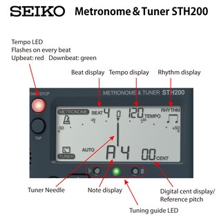 Foto 5 | Metrónomo Seiko Sth200b De 0 Cuerdas, Afinación A0-c8, Tempo 30-250 Bpm - Venta Internacional.