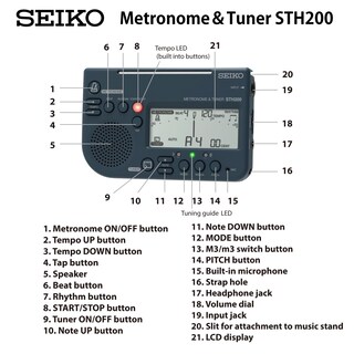 Foto 6 | Metrónomo Seiko Sth200b De 0 Cuerdas, Afinación A0-c8, Tempo 30-250 Bpm - Venta Internacional.