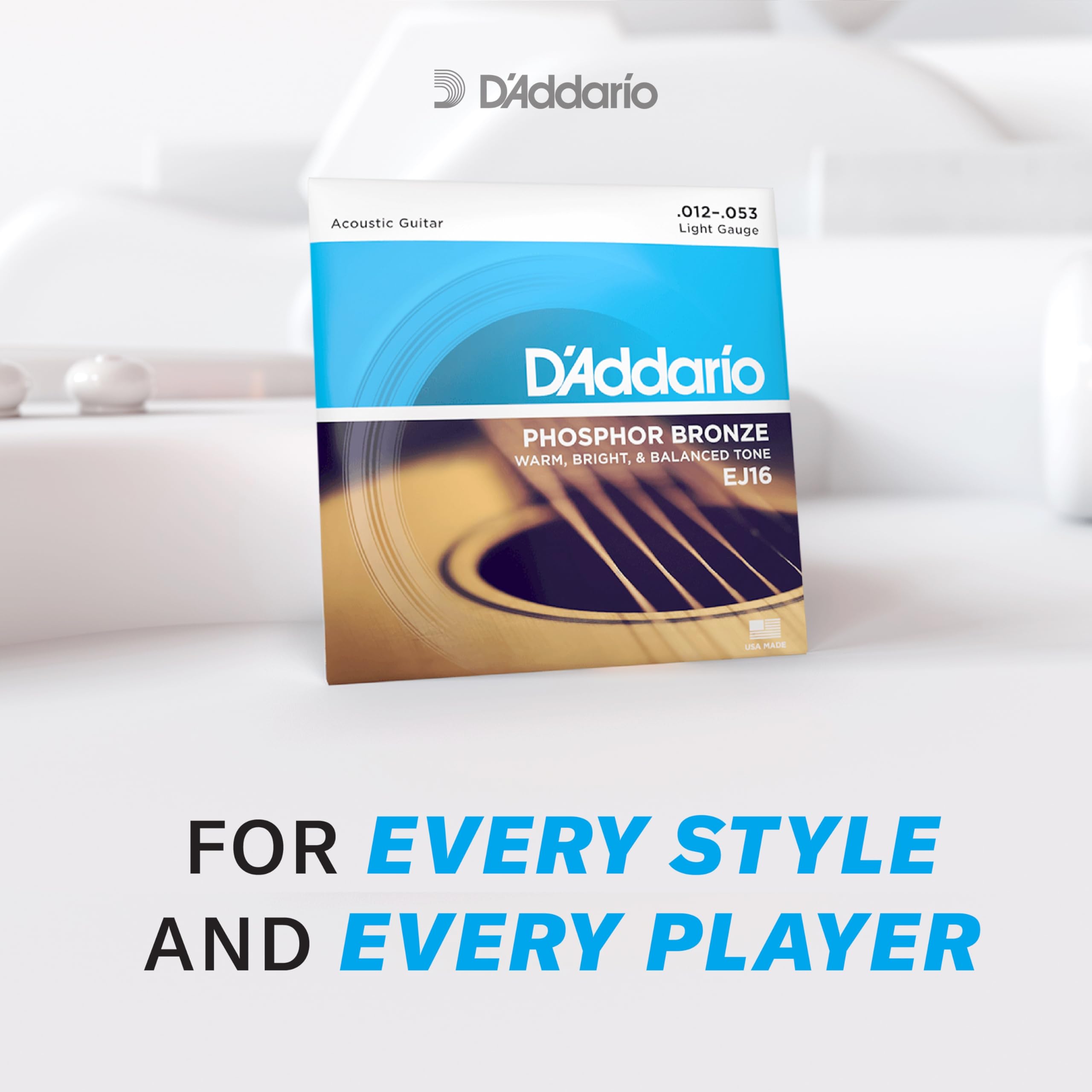 Foto 5 | Cuerdas Para Guitarra D'addario Phosphor Bronze Ej16-3d 12-53 Light - Venta Internacional.