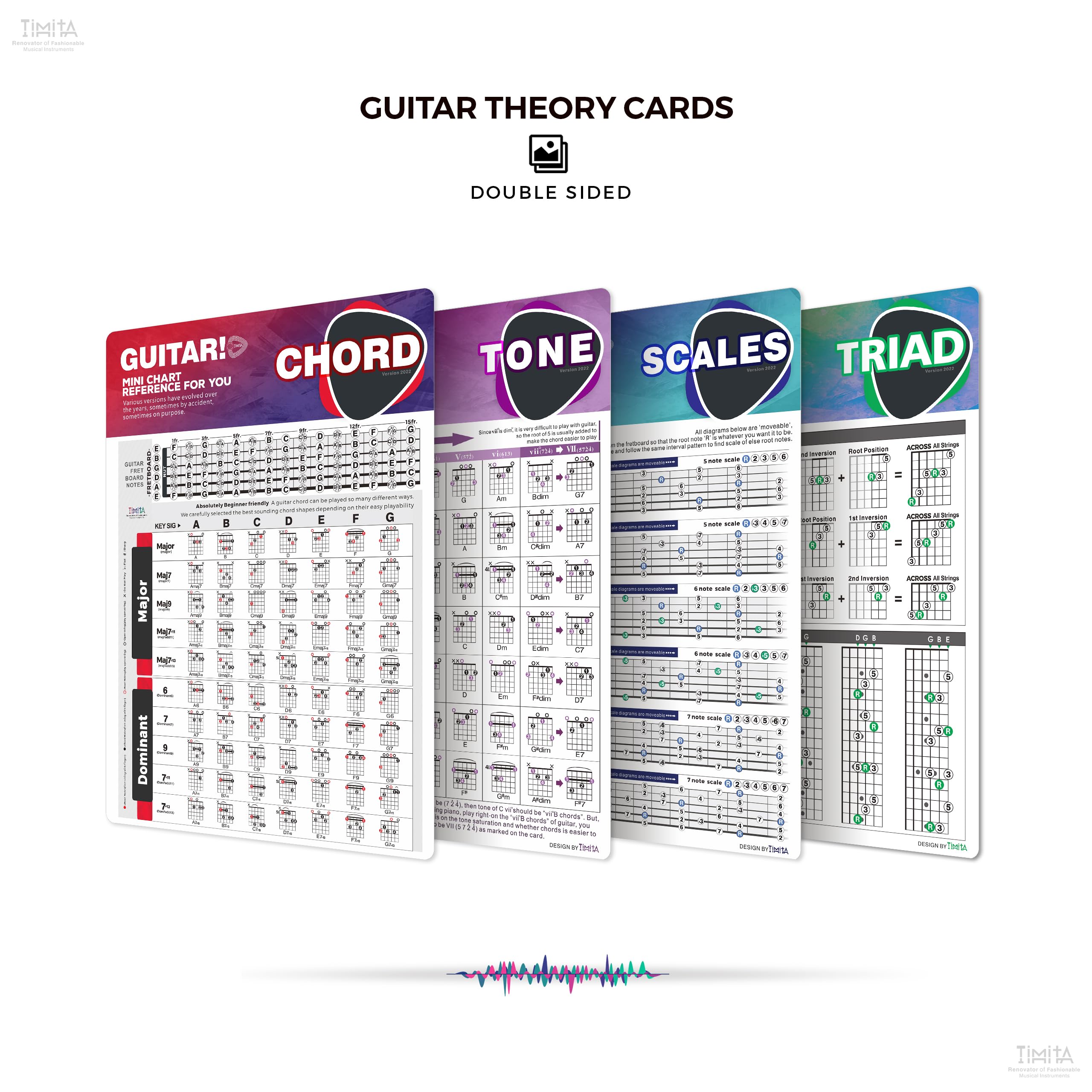 Foto 3 pulgar | Tarjetas De Trucos Para Acordes De Guitarra Timita Con Acordes, Escalas Y Tríadas - Venta Internacional.