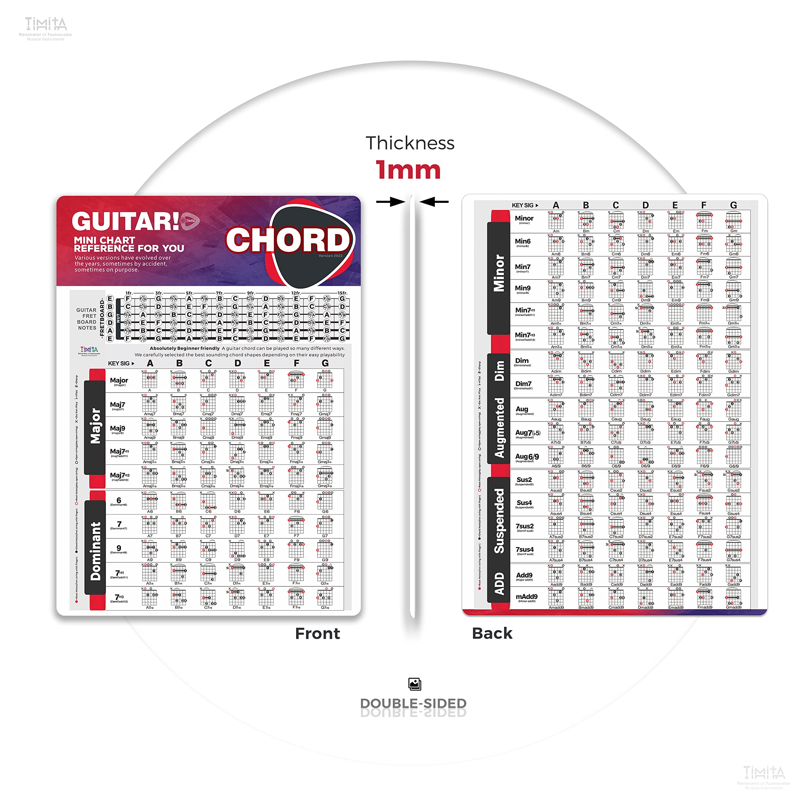 Foto 4 pulgar | Tarjetas De Trucos Para Acordes De Guitarra Timita Con Acordes, Escalas Y Tríadas - Venta Internacional.