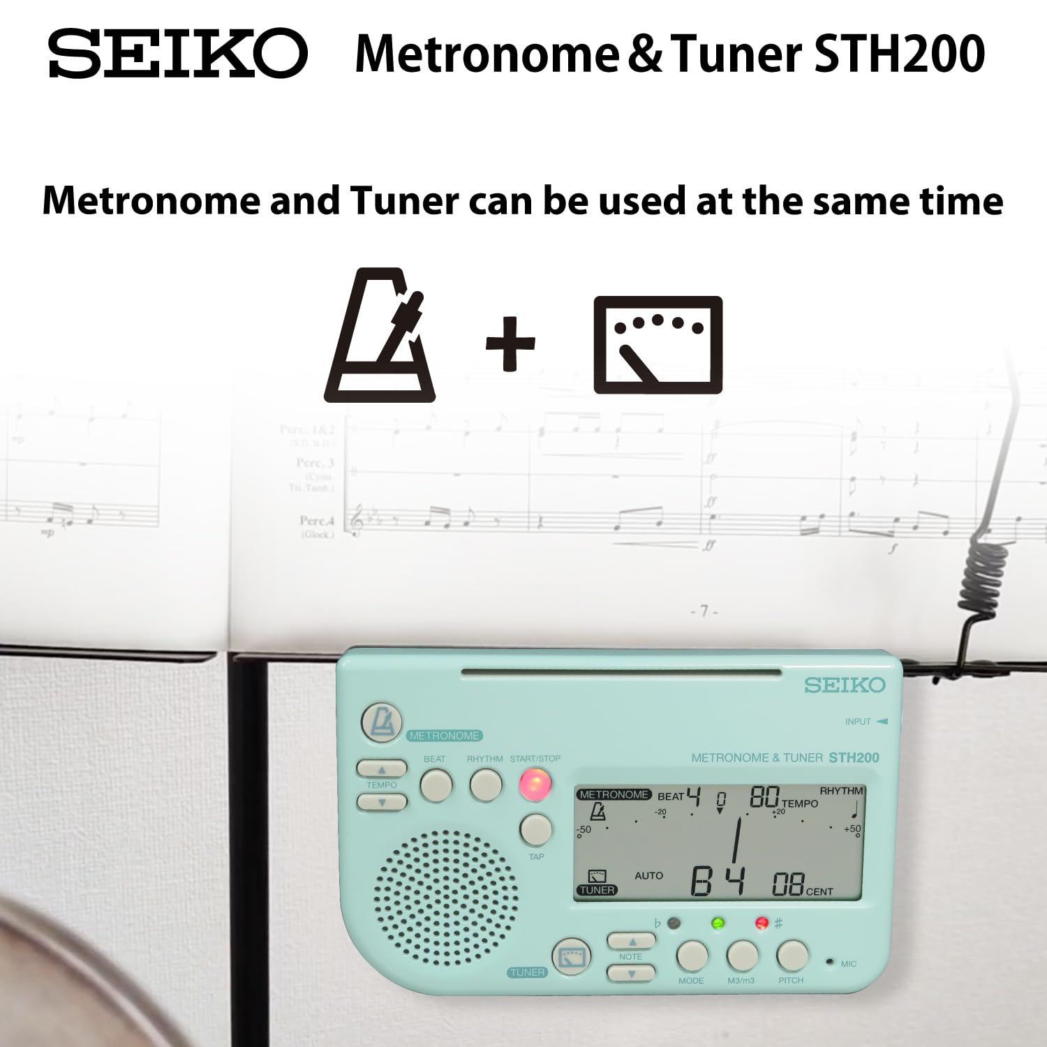 Foto 4 pulgar | Metronome Seiko Chromatic Sth200l Con Sonido Fuerte Y Soporte De Soporte - Venta Internacional.