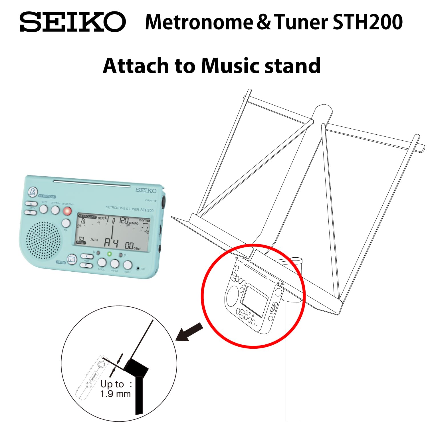 Foto 5 pulgar | Metronome Seiko Chromatic Sth200l Con Sonido Fuerte Y Soporte De Soporte - Venta Internacional.