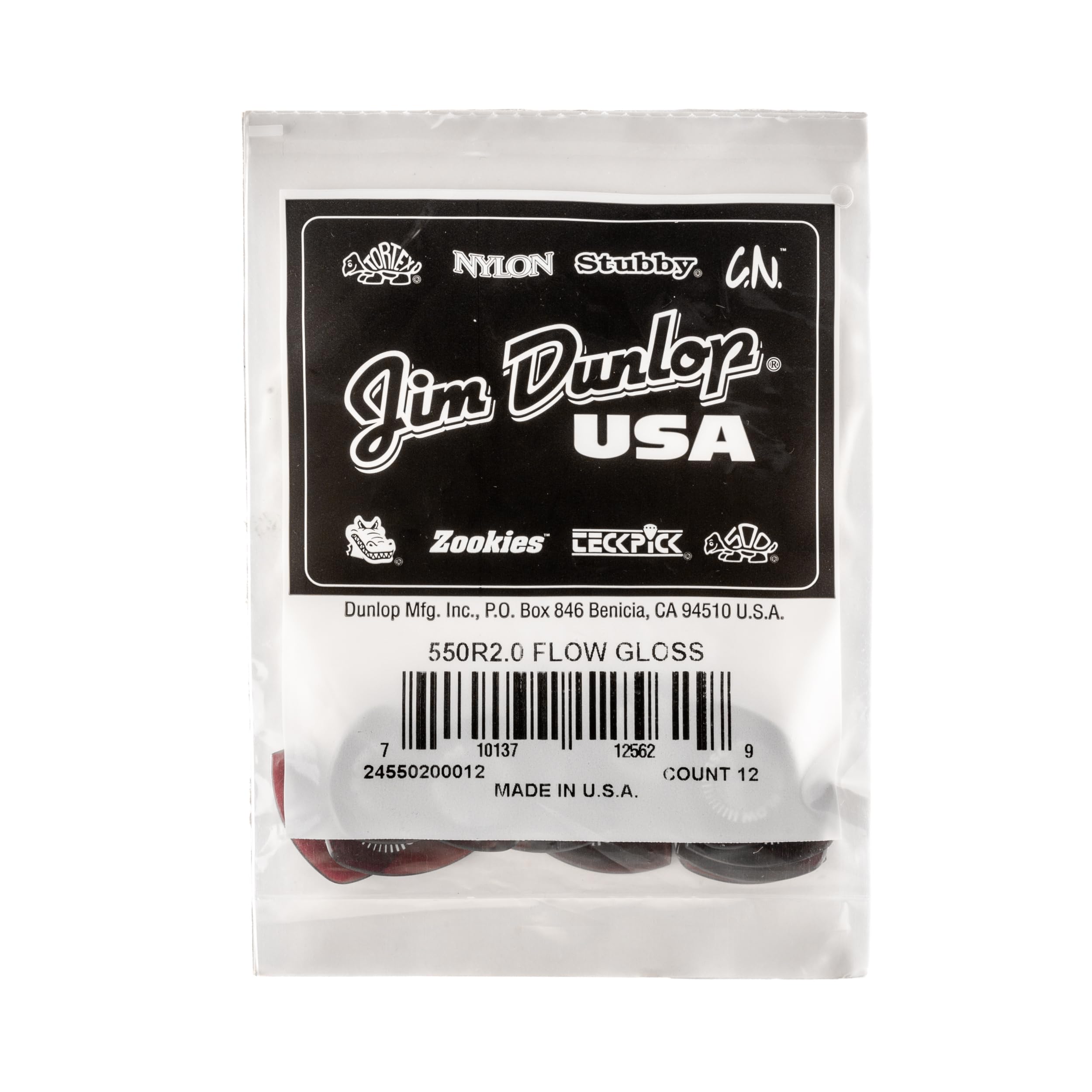 Foto 5 pulgar | Púas Para Guitarra Jim Dunlop Flow Gloss 2.0 Mm  12 Unidades  Color Marrón - Venta Internacional.