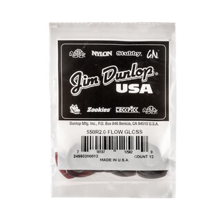 Foto 4 | Púas Para Guitarra Jim Dunlop Flow Gloss 2.0 Mm 12 Unidades Color Marrón - Venta Internacional.