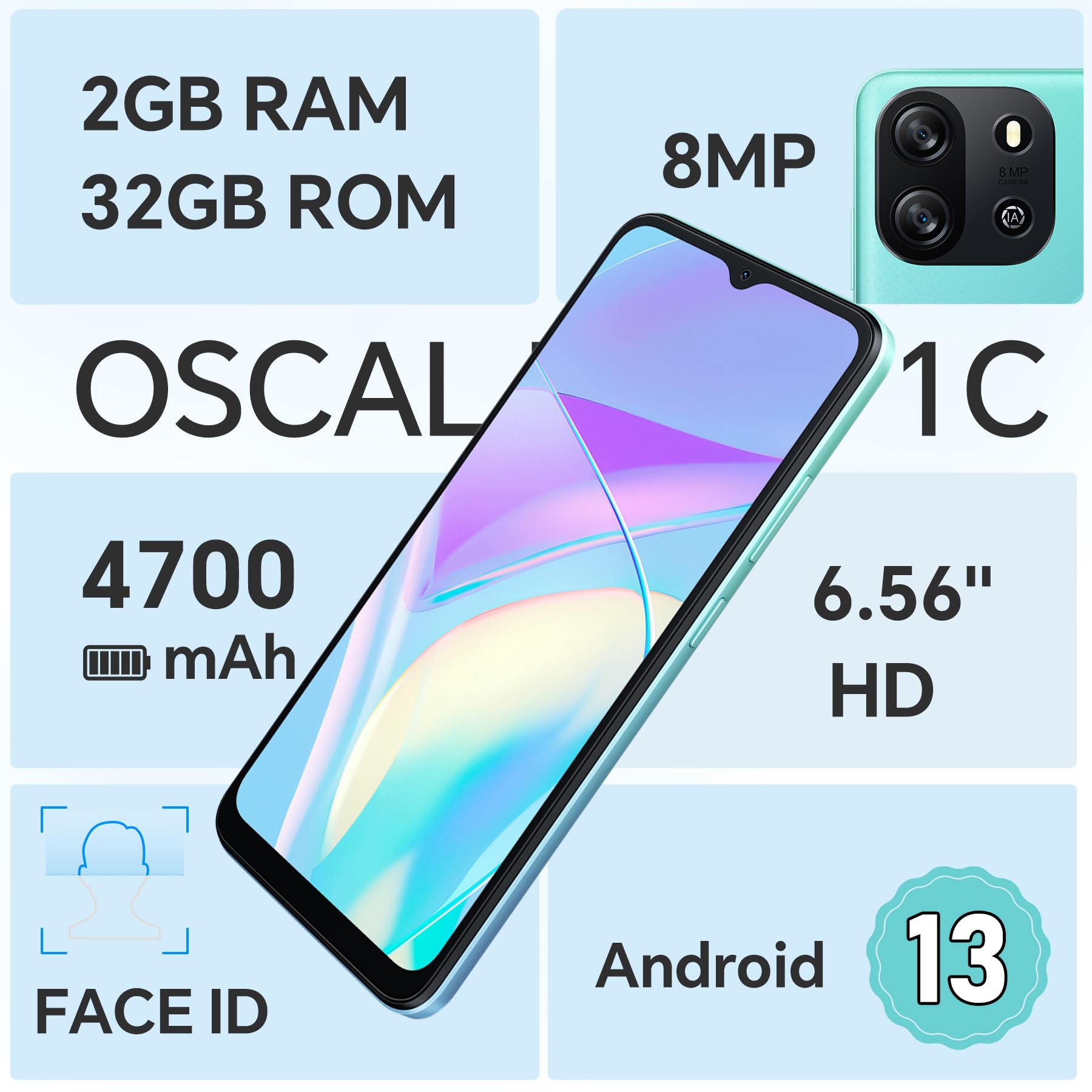 Foto 2 | Smartphone Oscal 2024 Cámara Desbloqueada de 4 gb de Ram 32 gb de Rom y 12 mp - Venta Internacional