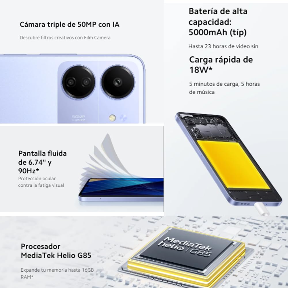 Foto 2 | Teléfono Inteligente Xiaomi Poco C65 4g Lte Gsm 128 Gb + 6 Gb Ram - Venta Internacional