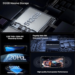 Foto 3 | Smartphone Doogee S118 4G Rugged Desbloqueado 20 GB + 512 GB Android 14 - Venta Internacional