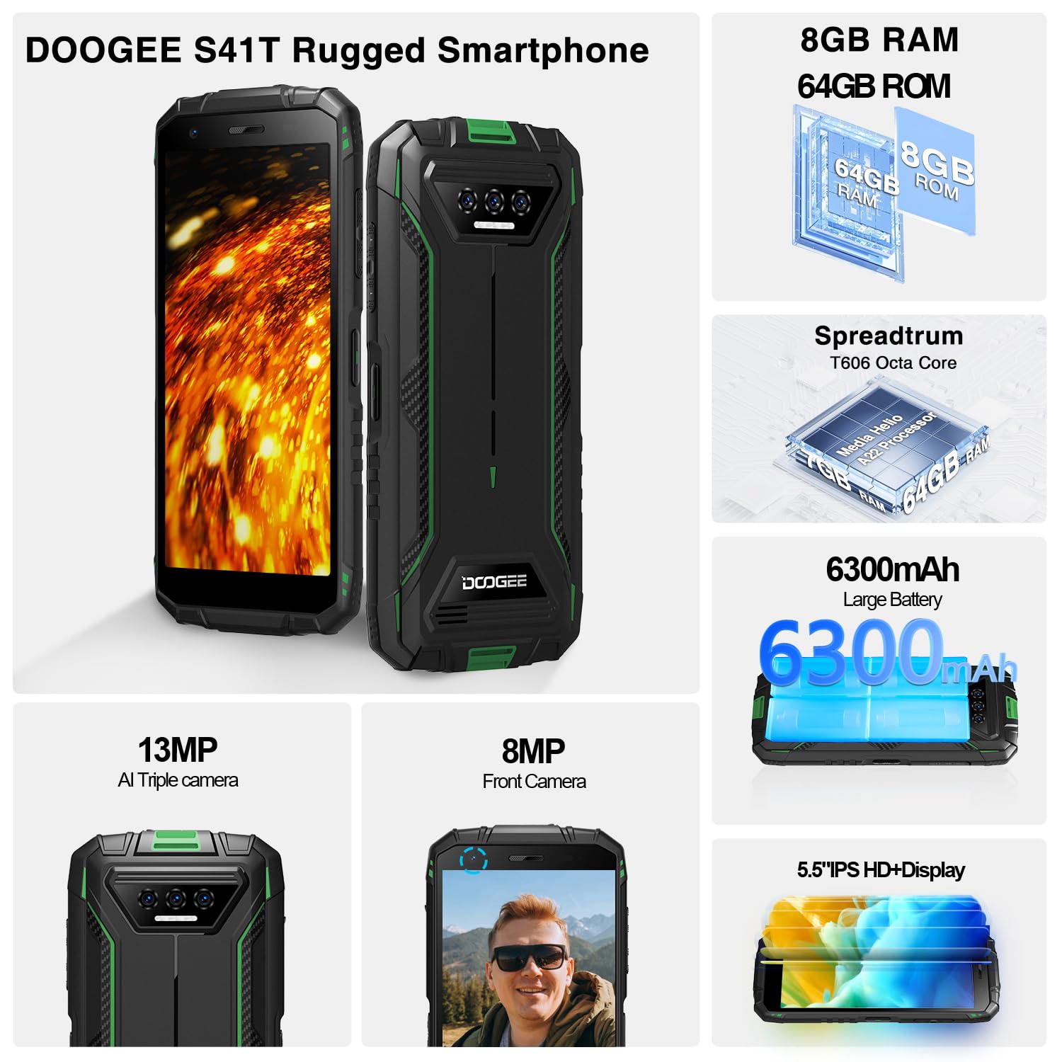 Foto 3 pulgar | Smartphone Doogee S41t Cámara Robusta Desbloqueada De 8 Gb+64 Gb Y 13 Mp - Venta Internacional