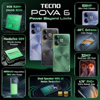 Foto 2 | Celular Tecno Pova 6 256 GB 8 GB RAM Meteorite Gris